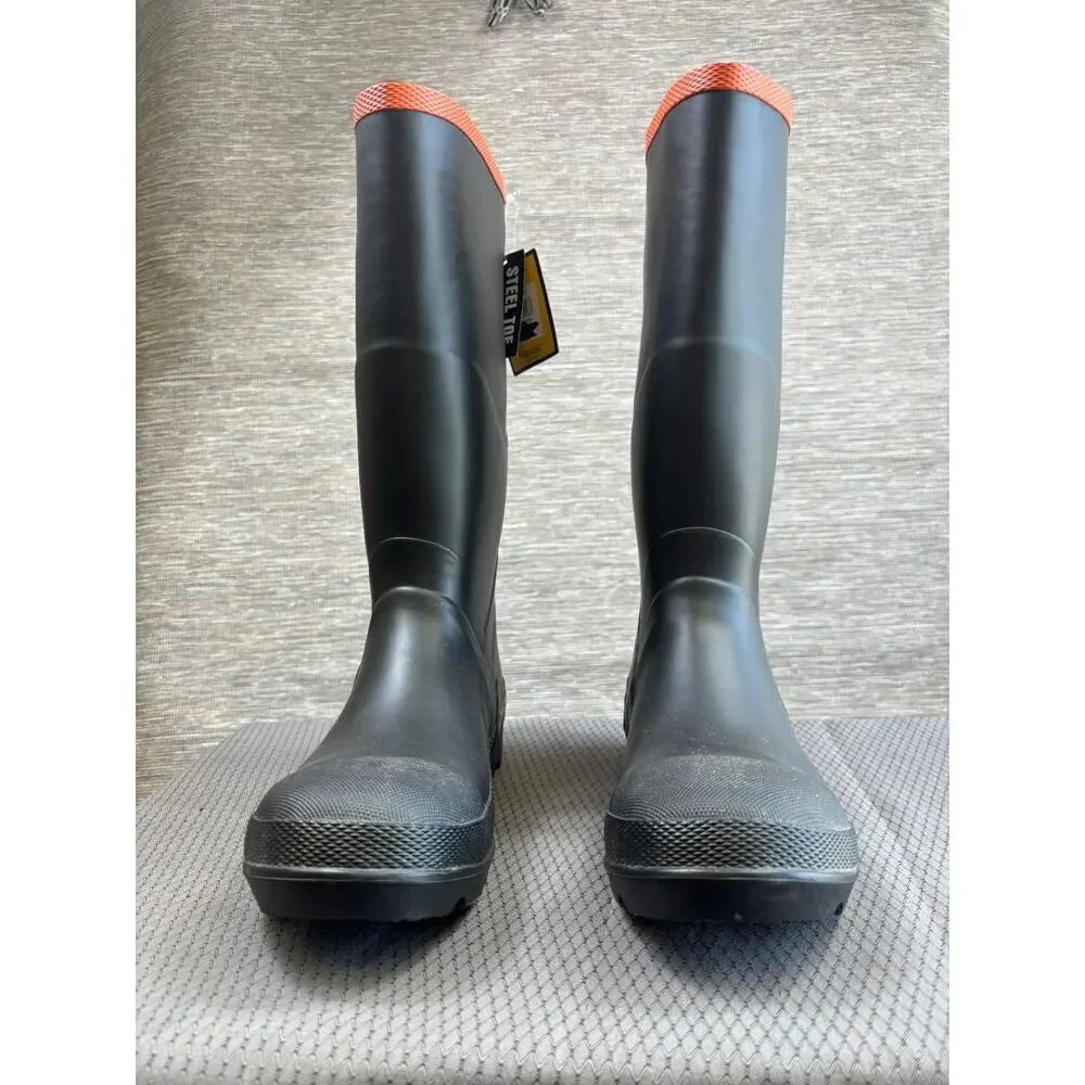 Brazos Waterproof Rain Work Steel Toe Boots Mens Size 10 Black FWBWRB1035 NEW